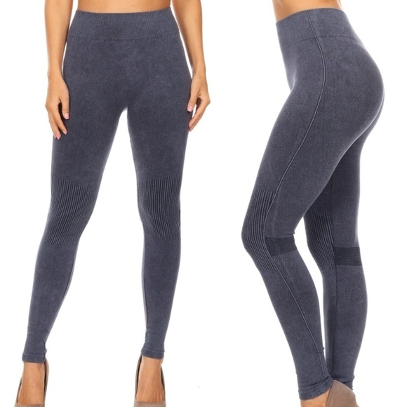 Ride On Vintage Wash Mineral Wash Moto Leggings Pants Blue - Picture 1 of 8
